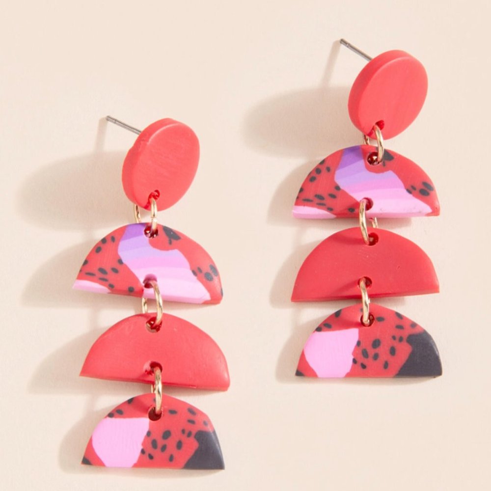 Half Moon Red Mod Earrings